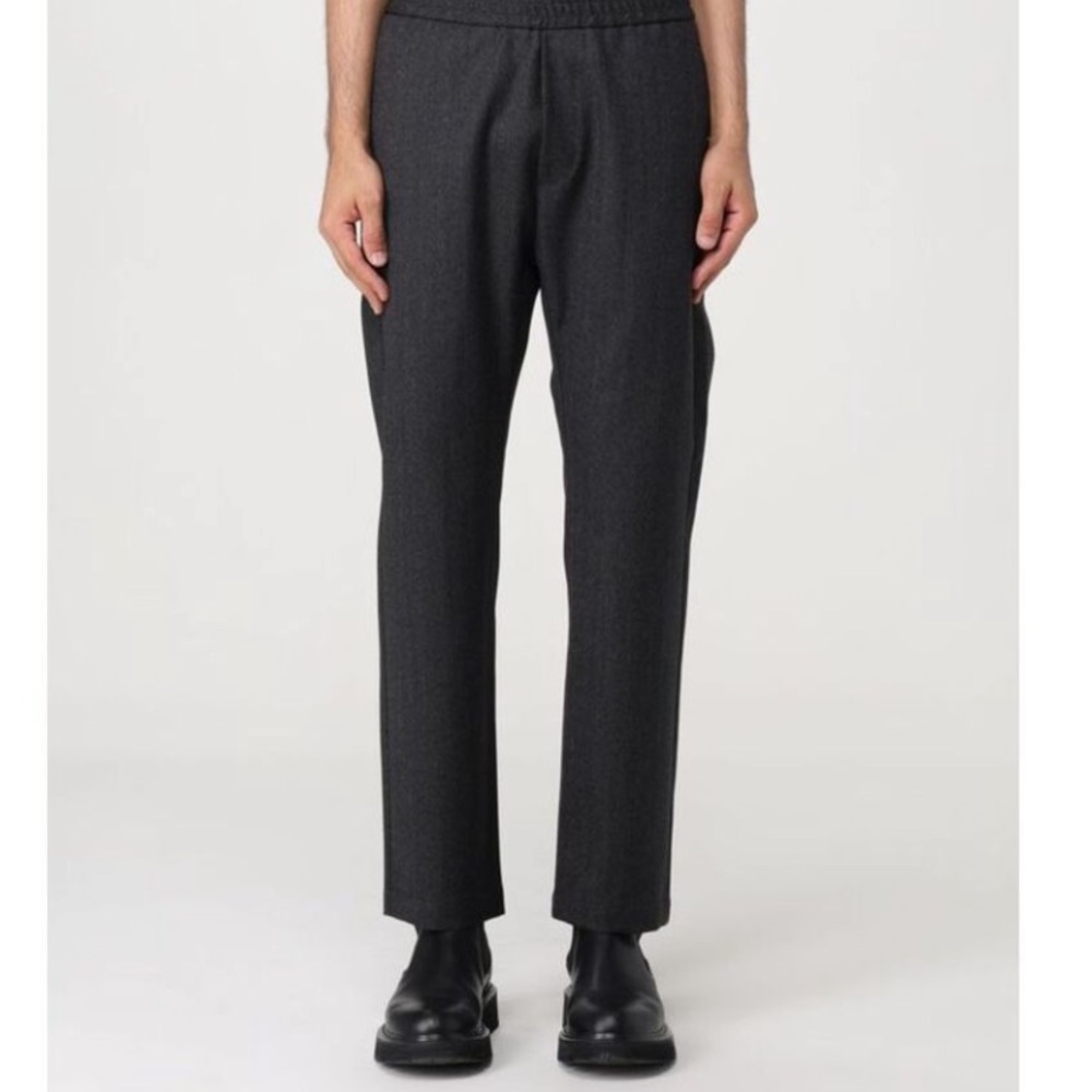 Barena Pants Men Grey wool jogger like new piped drawstring details